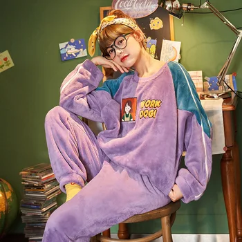 2020 Winter Pajamas Women Korean Sleepwear Cute Cartoon Flannel Pajamas Set Velvet Warm Pijama Round Neck Pyjama Homewear Women
2020 Winter Pajamas Women Korean Sleepwear Cute Cartoon Flannel Pajamas Set Velvet Warm Pijama Round Neck Pyjama Homewear Women
