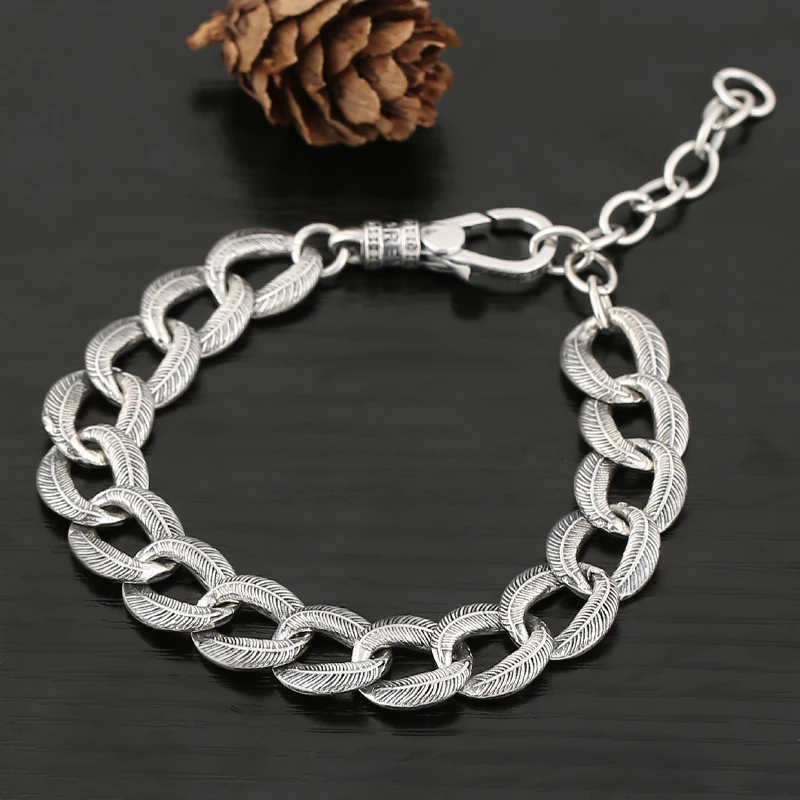 100% Real 925 Sterling Silver Fashion Feather Bracelet&Bangle Men Women Vintage Punk Rock Handmade Mens Jewelry Free Shipping
100% Real 925 Sterling Silver Fashion Feather Bracelet&Bangle Men Women Vintage Punk Rock Handmade Mens Jewelry Free Shipping