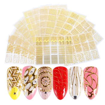Geometric 3D Nail Art Sticker Curve Lines Stripe Gold Bronzing Sliders For Nails Adhesive Tape Decals Manicure Decor SABP301-316
Geometric 3D Nail Art Sticker Curve Lines Stripe Gold Bronzing Sliders For Nails Adhesive Tape Decals Manicure Decor SABP301-316
