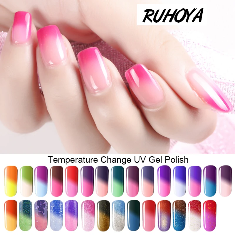 Ruhoya Chameleon Gel Varnish Changing Nail Gel Polish Semi Permanent Thermo Gel Lacquer Temperature Colors Manicure Decoration
Ruhoya Chameleon Gel Varnish Changing Nail Gel Polish Semi Permanent Thermo Gel Lacquer Temperature Colors Manicure Decoration