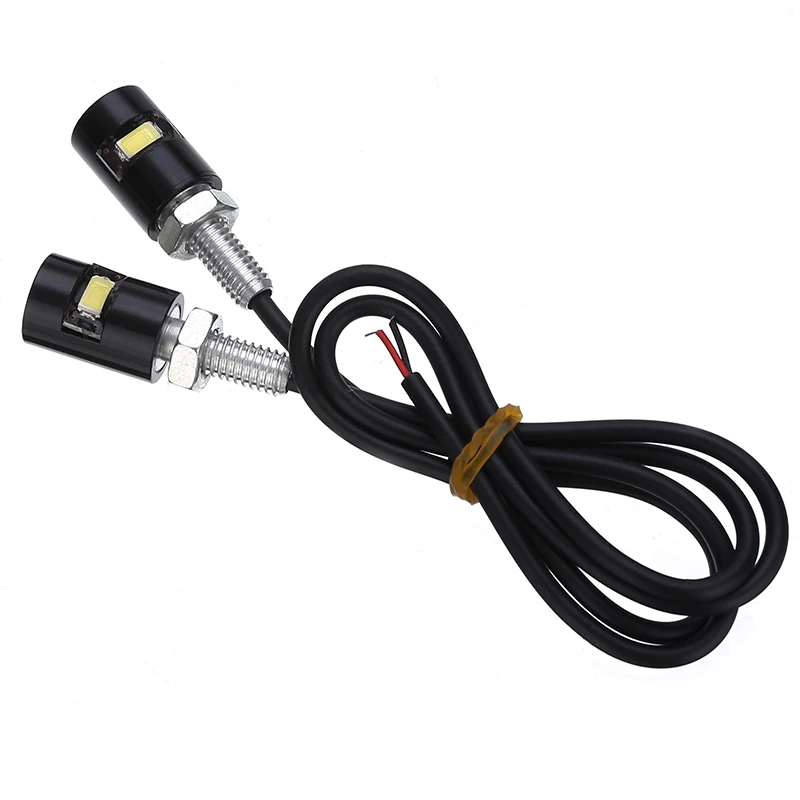 For ATV Quad Off-road 1Pair 12V LED Motorcycle Car License Plate Screw Bolt Light Bulb Black Housing White Lamp Mayitr