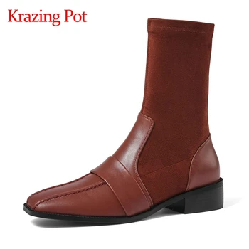 Krazing pot 2020 winter new arrival cow leather square toe stretch boots British style vintage slip on cozy mid-calf boots L57
Krazing pot 2020 winter new arrival cow leather square toe stretch boots British style vintage slip on cozy mid-calf boots L57