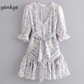 Sweet Floral Print Cake Dress Women V Neck Butterfly Sleeve Sashes Layered-Ruffle A-line Mini Summer Dresses LDZZ6170
Sweet Floral Print Cake Dress Women V Neck Butterfly Sleeve Sashes Layered-Ruffle A-line Mini Summer Dresses LDZZ6170