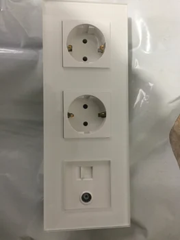 Round Back, EU Power Electric Double Socket Schuko Outlet With Internet Computer and TV socket Triple Glass Frame
Round Back, EU Power Electric Double Socket Schuko Outlet With Internet Computer and TV socket Triple Glass Frame