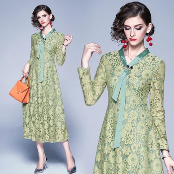 Sweet Flower Hollow Out Lace Dress with Diamonds Brooch Bow Women Elegant Long Sleeve V-Neck Spring Summer Midi Dress Vestidos
Sweet Flower Hollow Out Lace Dress with Diamonds Brooch Bow Women Elegant Long Sleeve V-Neck Spring Summer Midi Dress Vestidos