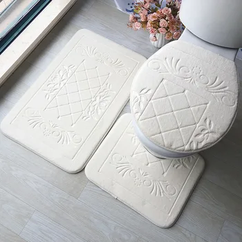 Bathroom Carpet Set 3D Embossed Bathroom Floor Rug Flannel Toilet Mat With Lid Cover 3-piece/set Non-Slip U-shape Bath Mat Set
Bathroom Carpet Set 3D Embossed Bathroom Floor Rug Flannel Toilet Mat With Lid Cover 3-piece/set Non-Slip U-shape Bath Mat Set