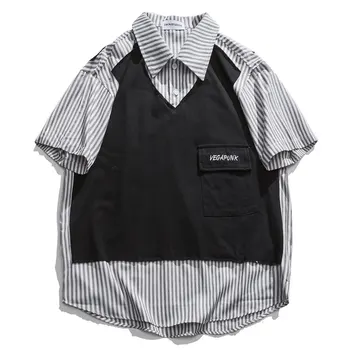 Women Mens 2020 Fake Two Piece T-Shirts Shirt Harajuku Hiphop Streetwear Men Casual Short Sleeve Tshirts Summer Fashion Top 
Women Mens 2020 Fake Two Piece T-Shirts Shirt Harajuku Hiphop Streetwear Men Casual Short Sleeve Tshirts Summer Fashion Top