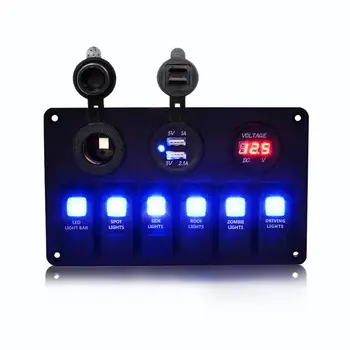 6 Gang Waterproof Car Marine Boat Circuit Blue LED Rocker Switch Panel Breaker
6 Gang Waterproof Car Marine Boat Circuit Blue LED Rocker Switch Panel Breaker