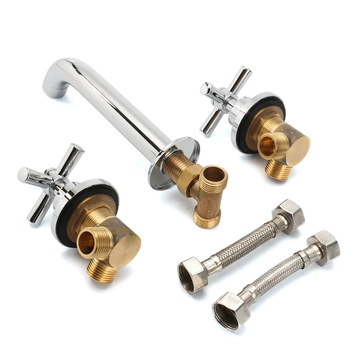 Basin Mixer Tap Sink Faucet Dual Handles 3-Hole Basin Faucet Mixer Tap Wall Mounted Chrome Solid Bathroom Kitchen Hot Cold
Basin Mixer Tap Sink Faucet Dual Handles 3-Hole Basin Faucet Mixer Tap Wall Mounted Chrome Solid Bathroom Kitchen Hot Cold