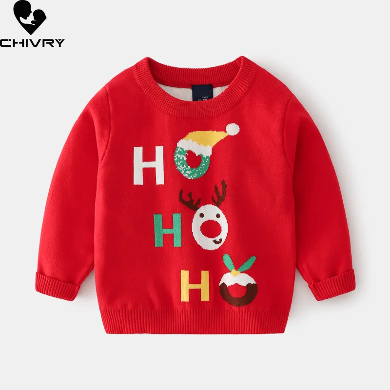 

Baby Boys Girls Pullover Sweater Autumn Winter Kids Children Christmas Hat Jacquard O-neck Knitted Jumper Sweaters Tops Clothing