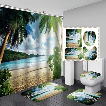 1 Pcs Blue Sea Landscape Beach Coconut Tree Shower Curtain Sea Bath Waterproof Household Bathroom Supplies
1 Pcs Blue Sea Landscape Beach Coconut Tree Shower Curtain Sea Bath Waterproof Household Bathroom Supplies