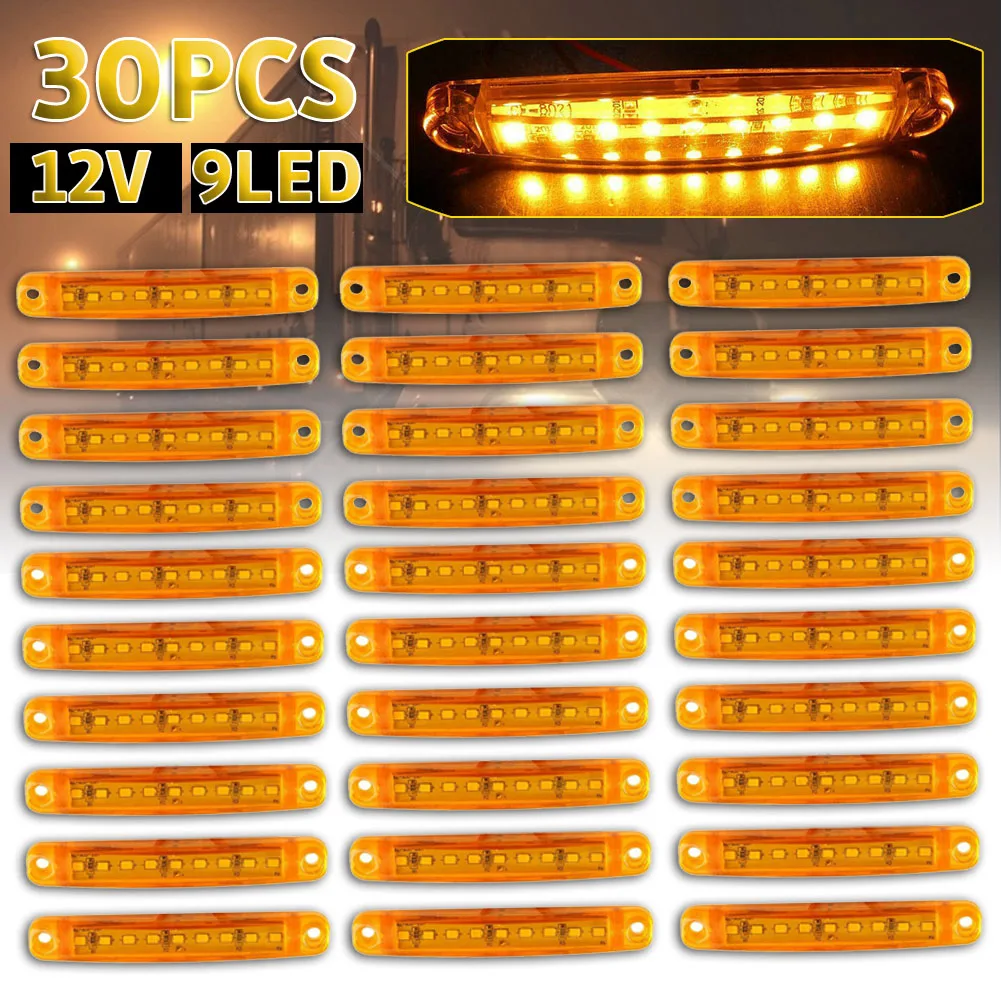 30Pcs Durable Amber 9-LED Truck Trailer Lorry Sealed Side Marker Clearance Light
30Pcs Durable Amber 9-LED Truck Trailer Lorry Sealed Side Marker Clearance Light