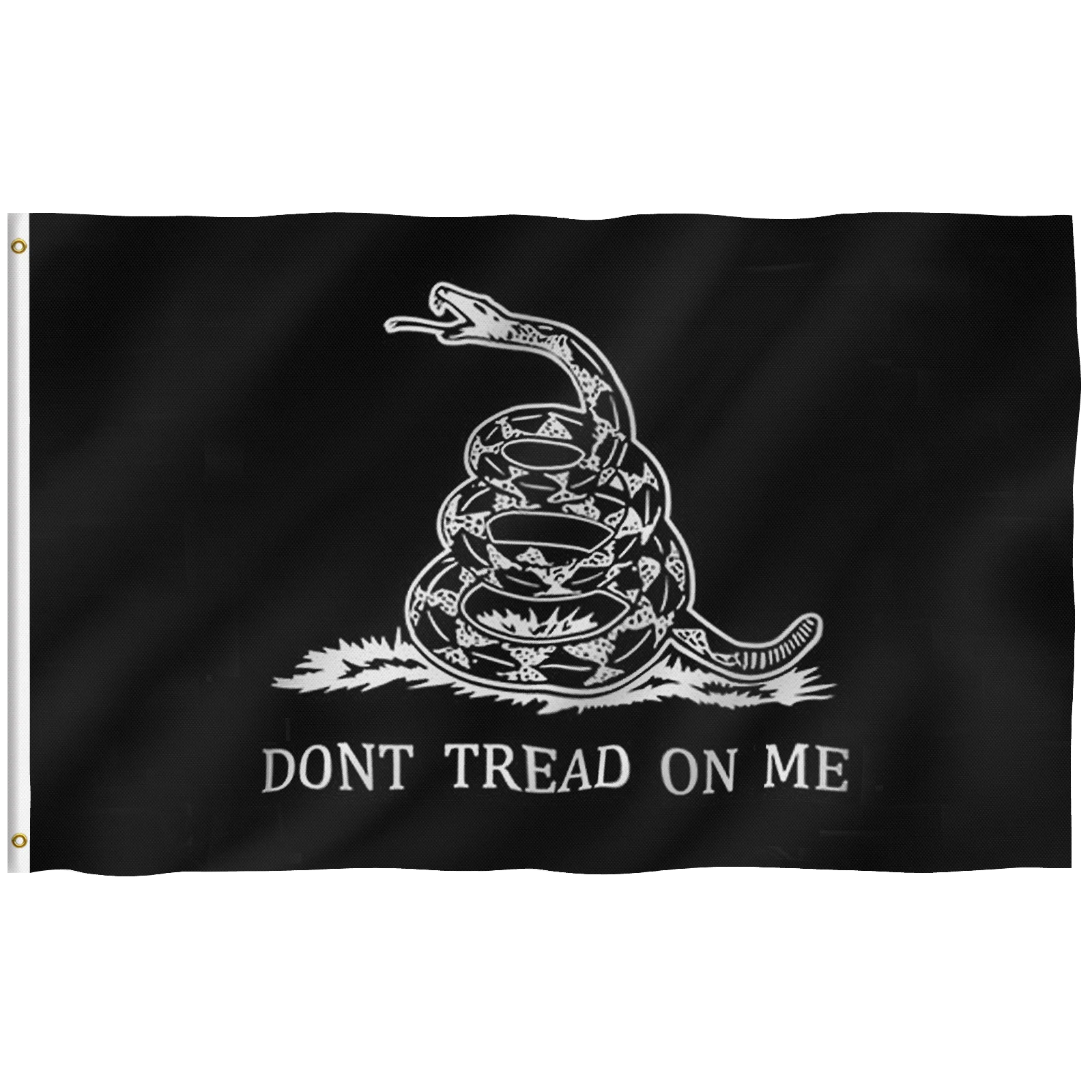 3x5 Feet Black Don't Tread On Me Gadsden Flag Vivid Color UV Fade Resistant Canvas Header Brass Grommets Tea Party Banner Flag 
3x5 Feet Black Don't Tread On Me Gadsden Flag Vivid Color UV Fade Resistant Canvas Header Brass Grommets Tea Party Banner Flag