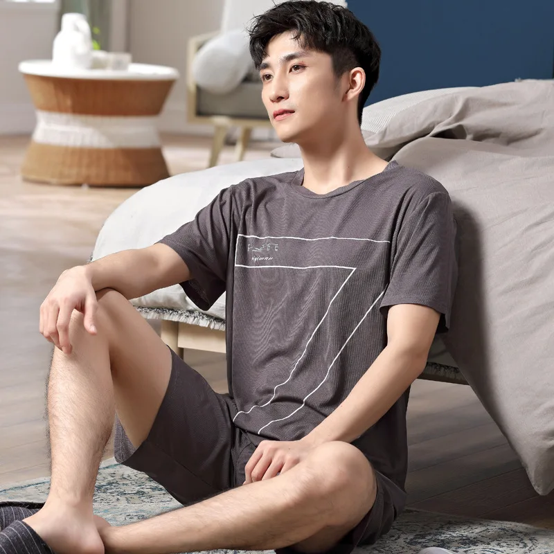 Pigiama Uomo Pajamas Men's Summer Modal Short Sleeve Shorts Home Service Thin Half Sleeve Men's Large Size Suit Dormir Tops 2020
Pigiama Uomo Pajamas Men's Summer Modal Short Sleeve Shorts Home Service Thin Half Sleeve Men's Large Size Suit Dormir Tops 2020