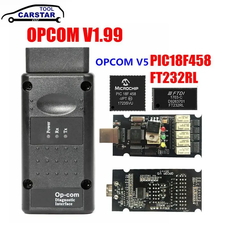 

Firmware OPCOM V1.99/1.95/1.78/1.70/1.65 OBD2 for CAN-BUS Code Reader For Opel OP COM OP-COM Diagnostic PIC18F458 FTDI Chip