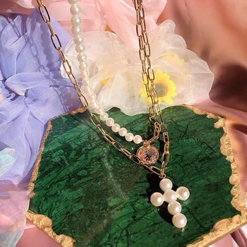 New Fashion Multilayer Chains Pearl Necklaces Geometric Round Cross Pendants For Women Bijoux Collier Charm Choker Necklaces
New Fashion Multilayer Chains Pearl Necklaces Geometric Round Cross Pendants For Women Bijoux Collier Charm Choker Necklaces