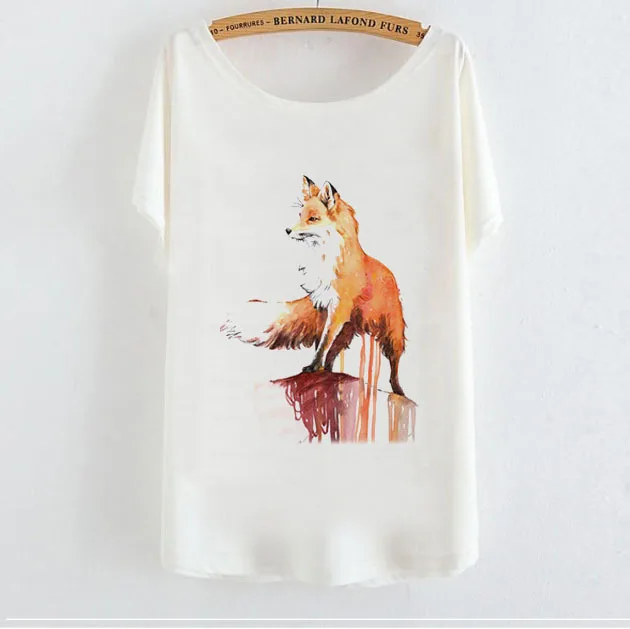 2019 Summer Korea Casual Short Sleeve O-Neck Tee Shirt Femme Fashion Female Animal Pattern Fox Print T-Shirt Women Tshirt
2019 Summer Korea Casual Short Sleeve O-Neck Tee Shirt Femme Fashion Female Animal Pattern Fox Print T-Shirt Women Tshirt