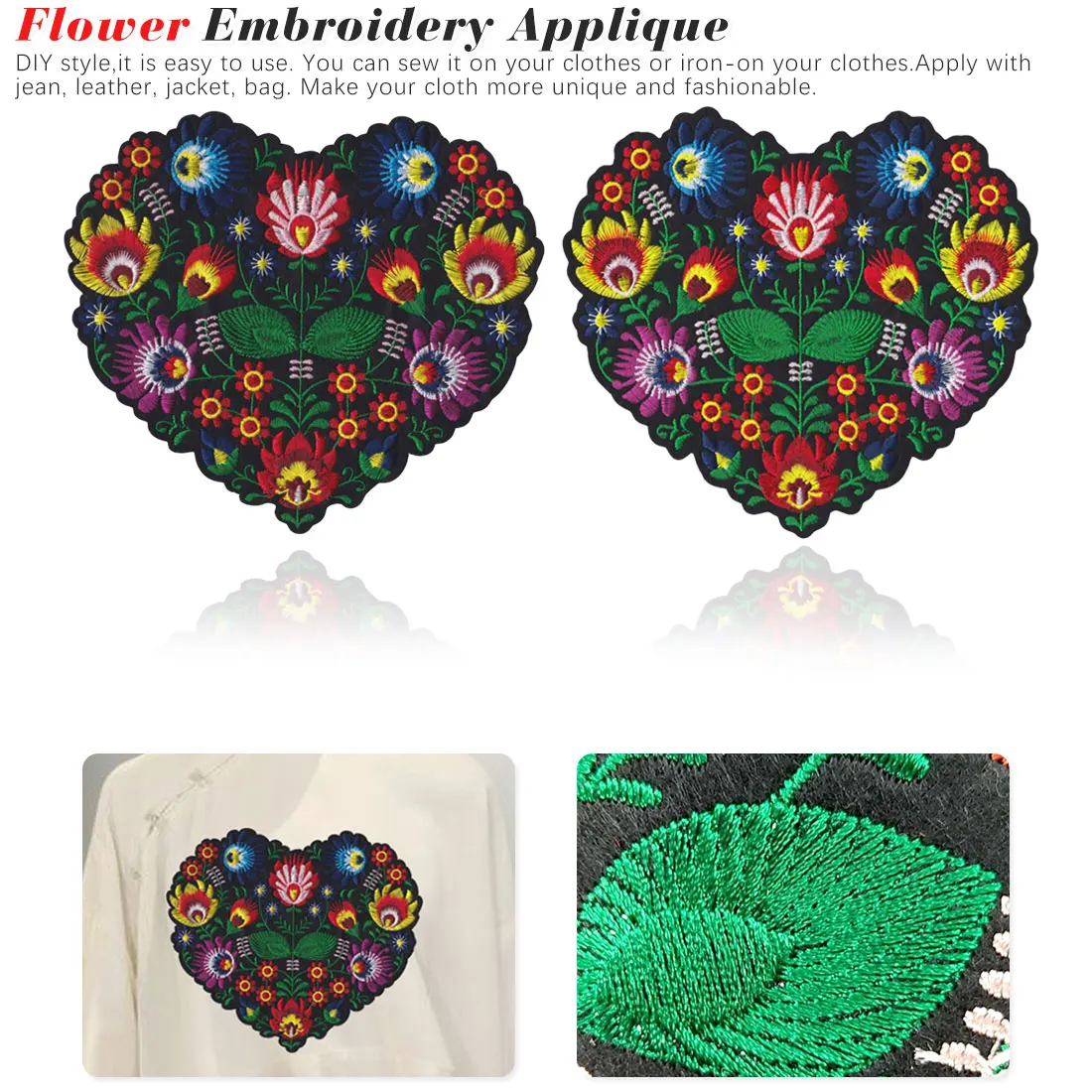DIY Clothes Jackets Sewing Craft Lychee Heart Shape Flower Embroidery Applique Patches Clothing Iron On Patch
DIY Clothes Jackets Sewing Craft Lychee Heart Shape Flower Embroidery Applique Patches Clothing Iron On Patch
