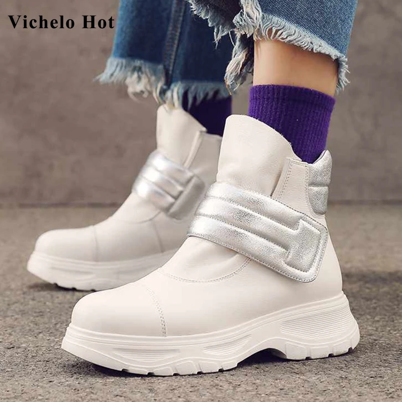 Vichelo Hot genuine leather mixed colors hook loop leisure med heels thick bottom round toe winter warm women ankle boots L9f1
Vichelo Hot genuine leather mixed colors hook loop leisure med heels thick bottom round toe winter warm women ankle boots L9f1