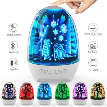 Wireless Bluetooth Audio LED Night Light Smart Portable 3D Effect Retro Atmosphere Music Player Christmas Starry Two Designs