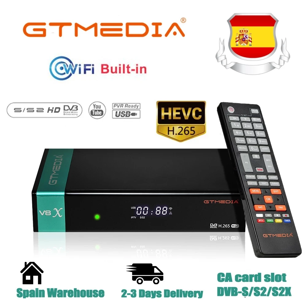 GTmedia V8X Satellite TV Receiver DVB-S/S2/S2X SCART+CA with LED Display 2.4G WiFi HD 1080P TV Box Digital Satellite Receiver
GTmedia V8X Satellite TV Receiver DVB-S/S2/S2X SCART+CA with LED Display 2.4G WiFi HD 1080P TV Box Digital Satellite Receiver