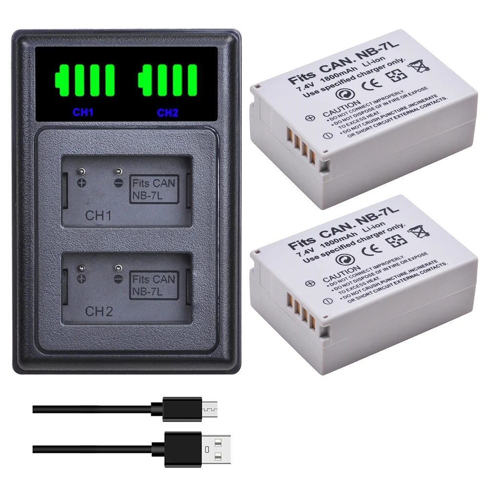 2pcs 1800mAh NB-7L NB 7L NB7L Battery + LED Dual Charger Type C Port for Canon PowerShot G10 G11 G12 SX30 is Digital Camera
2pcs 1800mAh NB-7L NB 7L NB7L Battery + LED Dual Charger Type C Port for Canon PowerShot G10 G11 G12 SX30 is Digital Camera