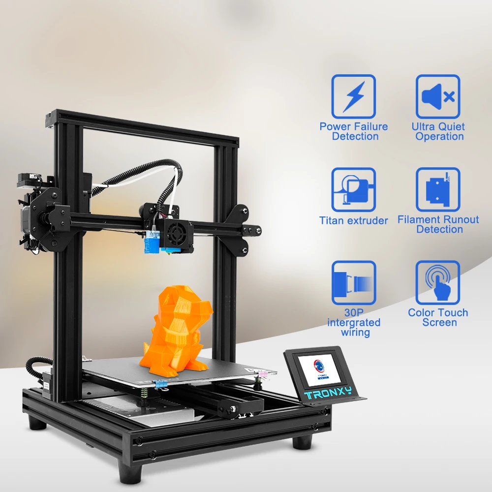 

Tronxy XY-2 Pro Fast Assembly Upgraded Ultra Silent Mainboard 3D Printer DIY Kit with Titan Extruder and Full Touch Color Screen