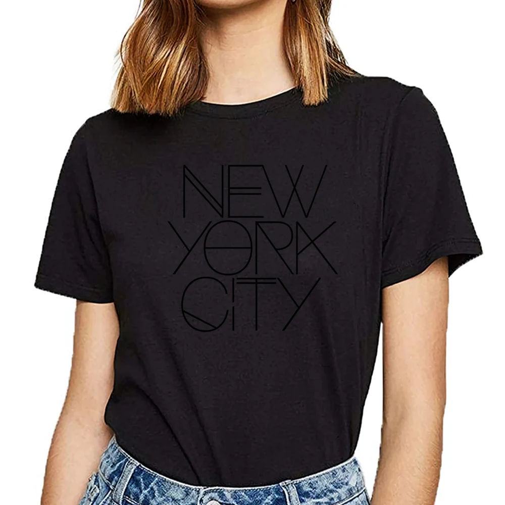 Топы футболки для женщин nyc new york city manhattan Basic черные женские на заказ | Женская