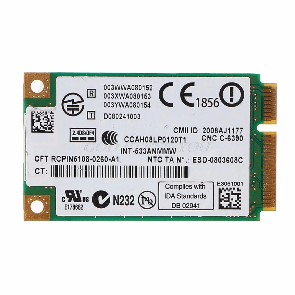 2.4 GHz & 5.0 GHz 5300 533AN_MMW Wireless WLAN WiFi Mini PCIe Card 802.11n+ 450Mbps Device Module WiFi Link Card
2.4 GHz & 5.0 GHz 5300 533AN_MMW Wireless WLAN WiFi Mini PCIe Card 802.11n+ 450Mbps Device Module WiFi Link Card