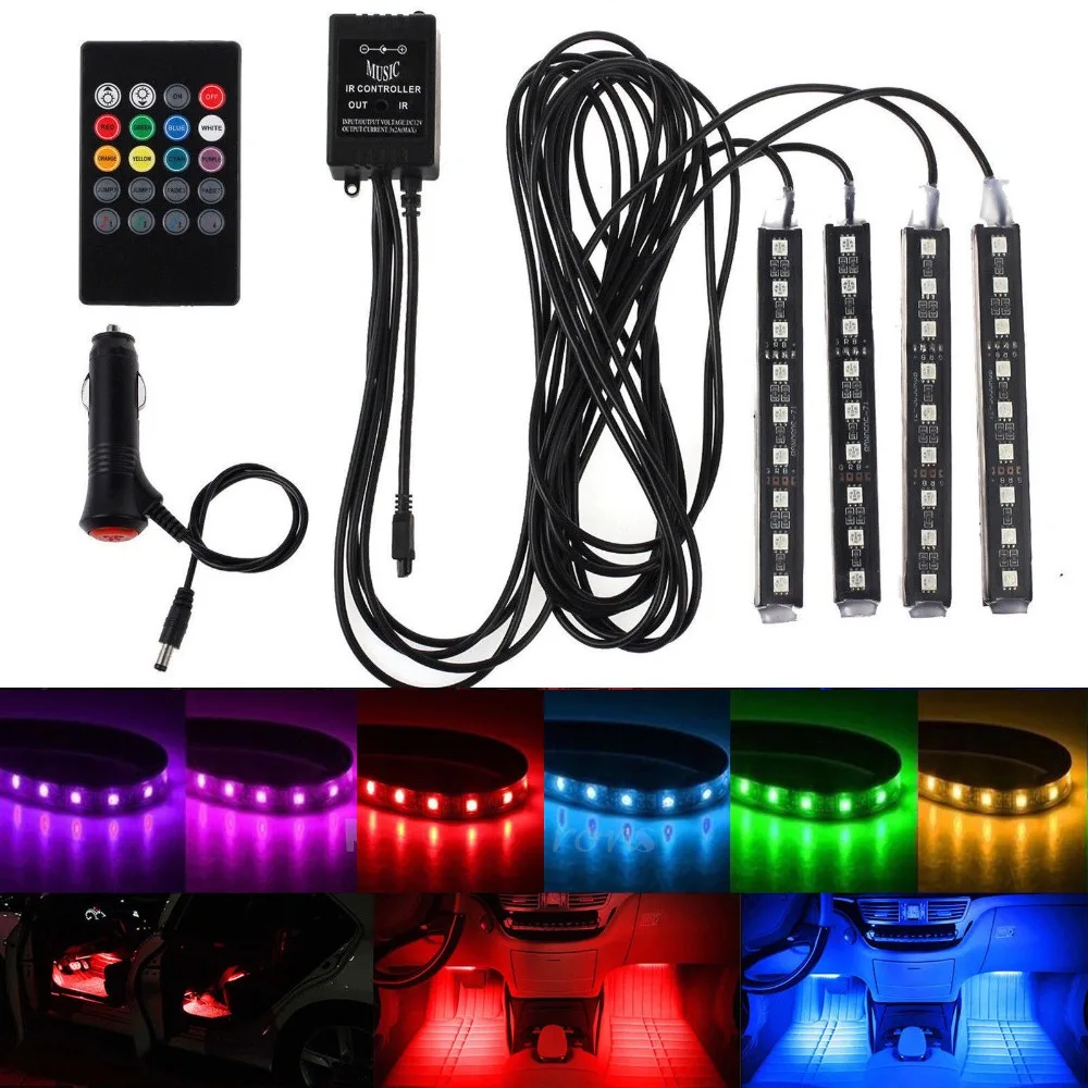 LED Strip Light Wireless Music Control 9 LED RGB Car Interior Footwell Strip Lights USB Charger Decor Lamp With Remote Control
LED Strip Light Wireless Music Control 9 LED RGB Car Interior Footwell Strip Lights USB Charger Decor Lamp With Remote Control