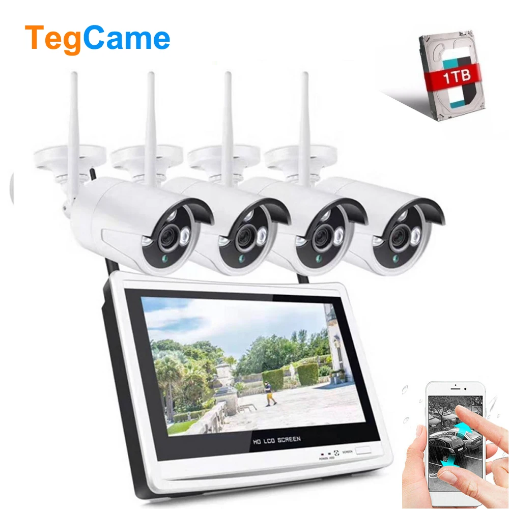 

8CH 4CH 1080P HD Wireless NVR Kit 12inch LCD Screen P2P 2MP Outdoor IR Night Vision Security 2.0MP IP Camera WIFI CCTV System