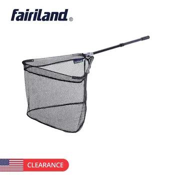 

130cm Fishing Landing Net 40*40cm triangle aluminum frame connector telescopic handle fishing net brailer PE net fishing tools