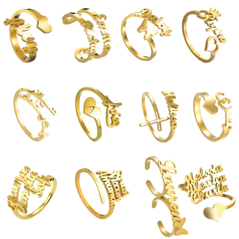 Personalized Customized Double Name Ring Stainless Steel Adjustable Letter Nameplate Women's Rings For Wedding Jewelry Gift
Personalized Customized Double Name Ring Stainless Steel Adjustable Letter Nameplate Women's Rings For Wedding Jewelry Gift