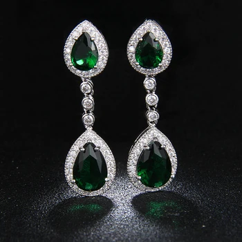 2020 Korean Fashion Jewelr Green Zircon Drop Earrings Silver Color Women Wedding Earrings for Party Gift
2020 Korean Fashion Jewelr Green Zircon Drop Earrings Silver Color Women Wedding Earrings for Party Gift