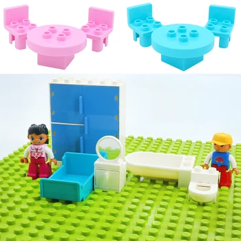 Sofa Mirror Chair Bed Pan Dining Table Set Bricks Big Particles Building Blocks Compatible with Duploed Accessory Kids DIY Toys
Sofa Mirror Chair Bed Pan Dining Table Set Bricks Big Particles Building Blocks Compatible with Duploed Accessory Kids DIY Toys