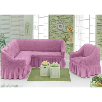 Euro-cover for corner sofa + 1 armchair with skirt
Euro-cover for corner sofa + 1 armchair with skirt