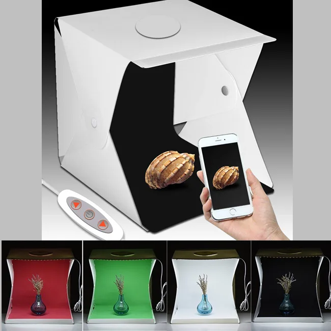Tabletop Shooting Small studio 40cm mini double LED light box four-color background cloth adjustable light soft box
Tabletop Shooting Small studio 40cm mini double LED light box four-color background cloth adjustable light soft box