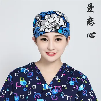 Black and white flower full cotton printed surgical cap for men and women in the operating room cap 
Black and white flower full cotton printed surgical cap for men and women in the operating room cap