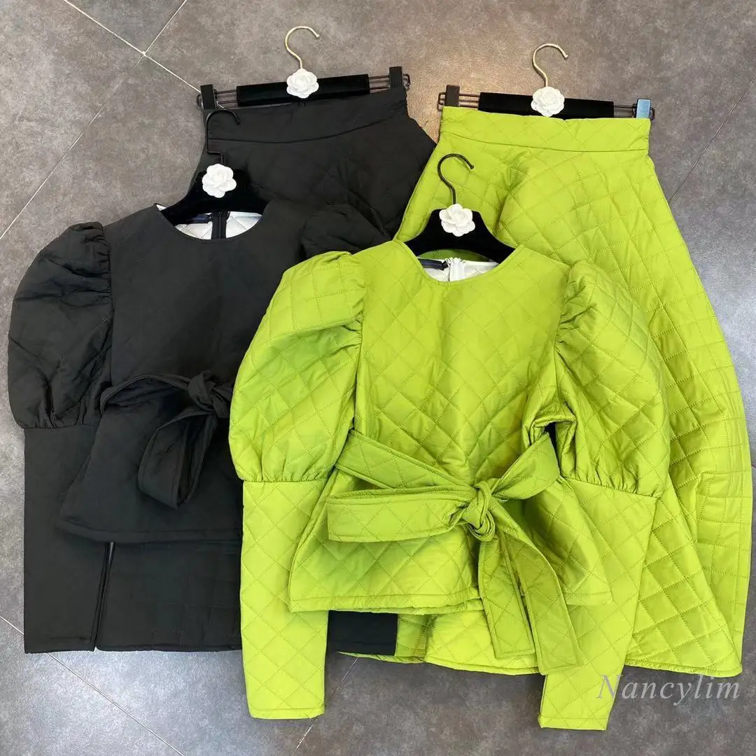 Two-Piece Long Skirt Sets Women 2021 Spring Winter Three-Dimensional Bubble Shoulder Long Sleeve Belt Bow Coat + Cotton Skirts
Two-Piece Long Skirt Sets Women 2021 Spring Winter Three-Dimensional Bubble Shoulder Long Sleeve Belt Bow Coat + Cotton Skirts