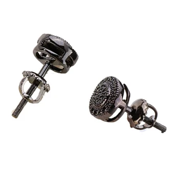 925 Sterling Silver Earrings Men Vintage Round Stud Earrings Hiphop Inlay AAA Black Cubic Zircons Jewelry Boucles D Oreilles
925 Sterling Silver Earrings Men Vintage Round Stud Earrings Hiphop Inlay AAA Black Cubic Zircons Jewelry Boucles D Oreilles