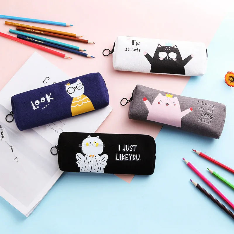 4 Colors Simple Canvas Pencil Case Bag Large Capacity Cute Cat Pattern Zipper Pen Bag Stationery Storage Organizer For Kids Gift
4 Colors Simple Canvas Pencil Case Bag Large Capacity Cute Cat Pattern Zipper Pen Bag Stationery Storage Organizer For Kids Gift