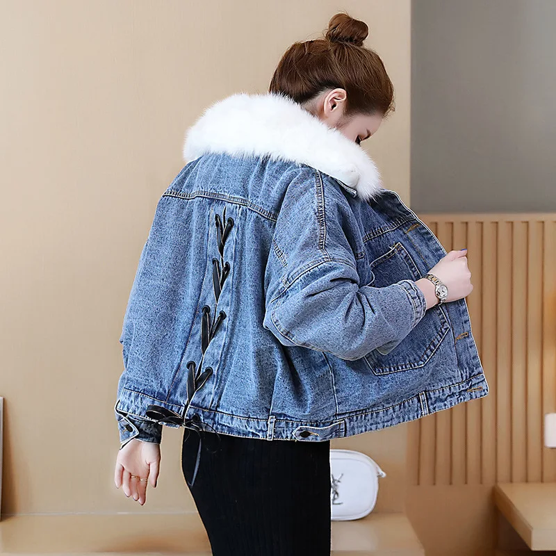 Hong Kong Style CHIC Faux Fox Fur Collar plus Velvet Jeans Coat Women's Loose-Fit Autumn And Winter 2019 New Style Thick Jacket
Hong Kong Style CHIC Faux Fox Fur Collar plus Velvet Jeans Coat Women's Loose-Fit Autumn And Winter 2019 New Style Thick Jacket