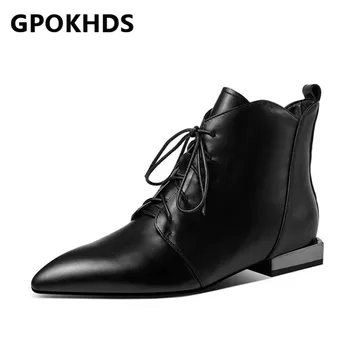 GPOKHDS 2021 women Ankle boots Cow leather Winter short plush Pointed Toe Zipper Low heels female boots size 40
GPOKHDS 2021 women Ankle boots Cow leather Winter short plush Pointed Toe Zipper Low heels female boots size 40