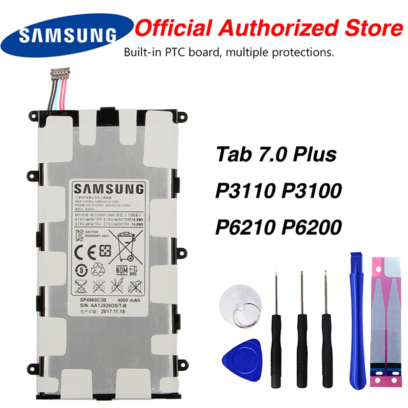 Original Samsung SP4960C3B Battery For Samsung GALAXY Tab 7.0 Plus P3110 P3100 P6210 P6200 4000mAh
Original Samsung SP4960C3B Battery For Samsung GALAXY Tab 7.0 Plus P3110 P3100 P6210 P6200 4000mAh
