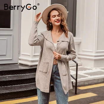 BerryGo Casual turndown collar knitted women cardigan Long sleeve pocket female sweater cardigan Loose ladies long sweaters
BerryGo Casual turndown collar knitted women cardigan Long sleeve pocket female sweater cardigan Loose ladies long sweaters