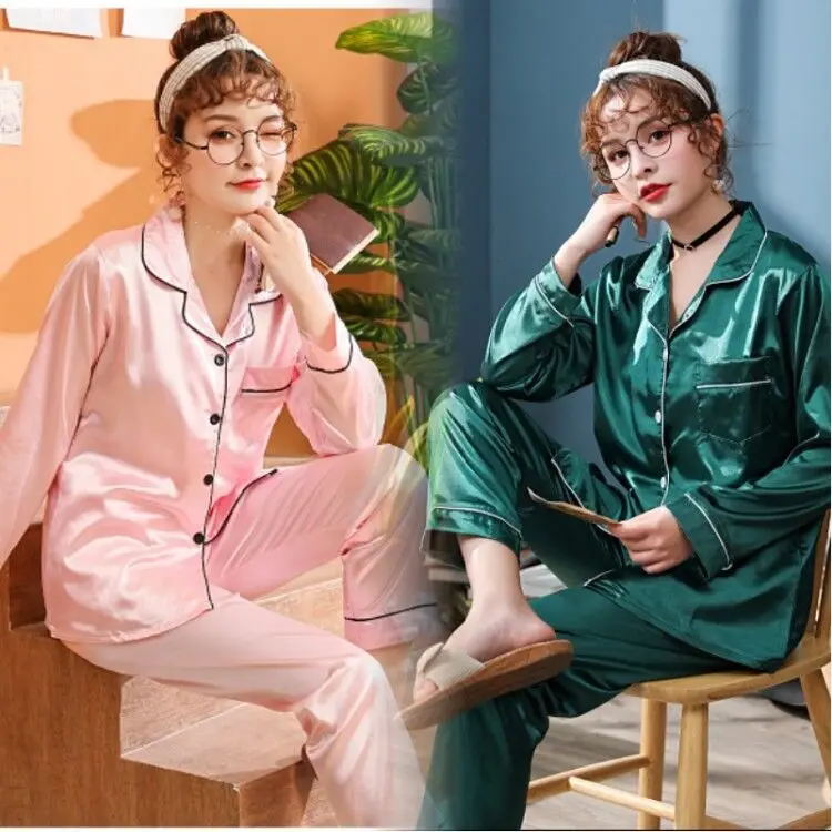 2020 New Style Spring And Autumn Imitated Silk Pajamas Women's Doubles Long Silk Solid Color Plus-sized Large Size Household Set
2020 New Style Spring And Autumn Imitated Silk Pajamas Women's Doubles Long Silk Solid Color Plus-sized Large Size Household Set