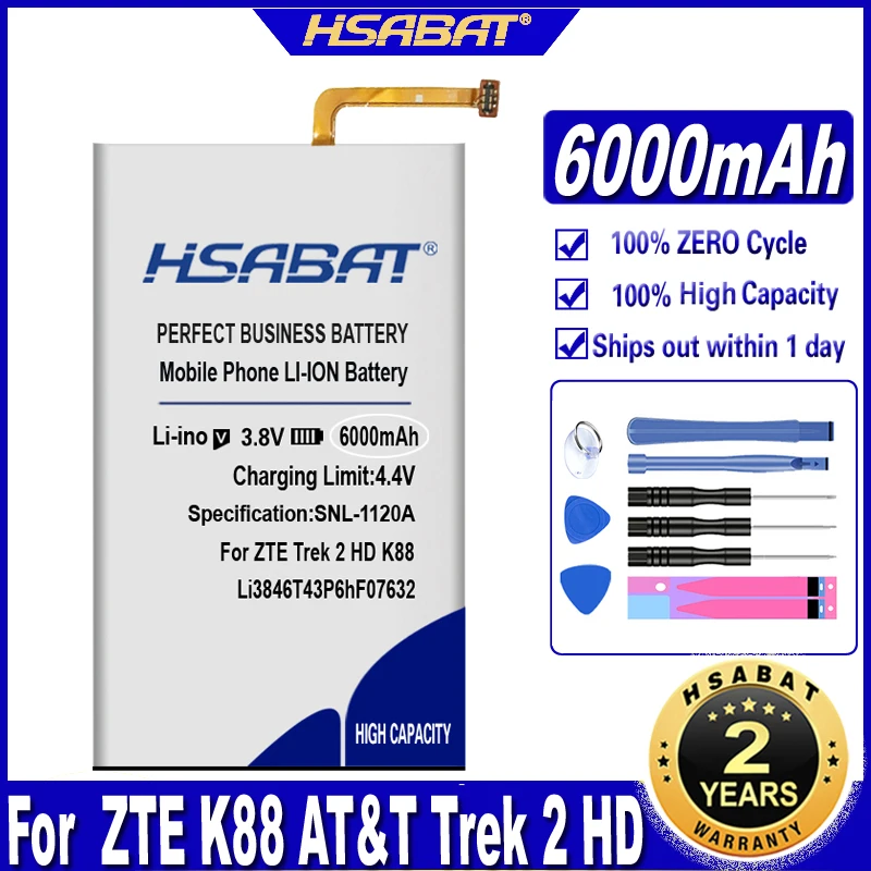 Аккумулятор HSABAT Li3846T43P6hF07632 6000 мАч для AT&T Trek 2 HD LTE батарей ZTE K88 | Мобильные