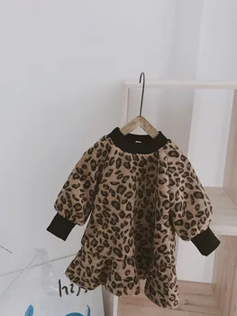 Girls' Winter Plush Leopard Print Dress Long Sleeve Children's Princess Dress 
Girls' Winter Plush Leopard Print Dress Long Sleeve Children's Princess Dress