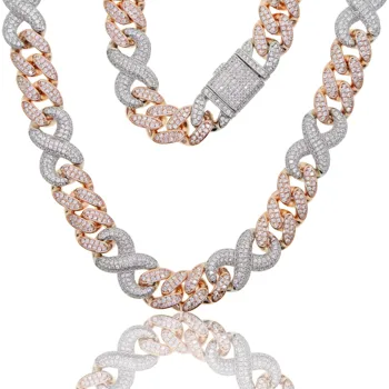 New 15MM Two Tone Cuban Link Miami CZ Necklace Iced Out Bling Zircon Hip Hop Jack Infinity Link Chain Choker Women Men Jewelry
New 15MM Two Tone Cuban Link Miami CZ Necklace Iced Out Bling Zircon Hip Hop Jack Infinity Link Chain Choker Women Men Jewelry