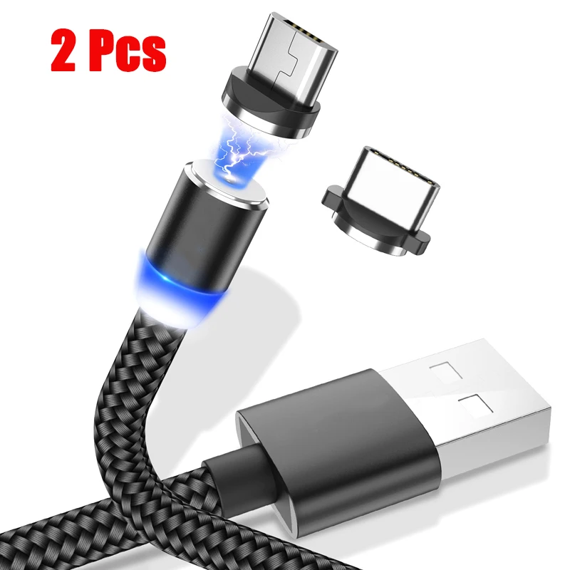 Магнитный кабель для зарядки 2 шт. Micro usb типа C магнитное зарядное устройство c
